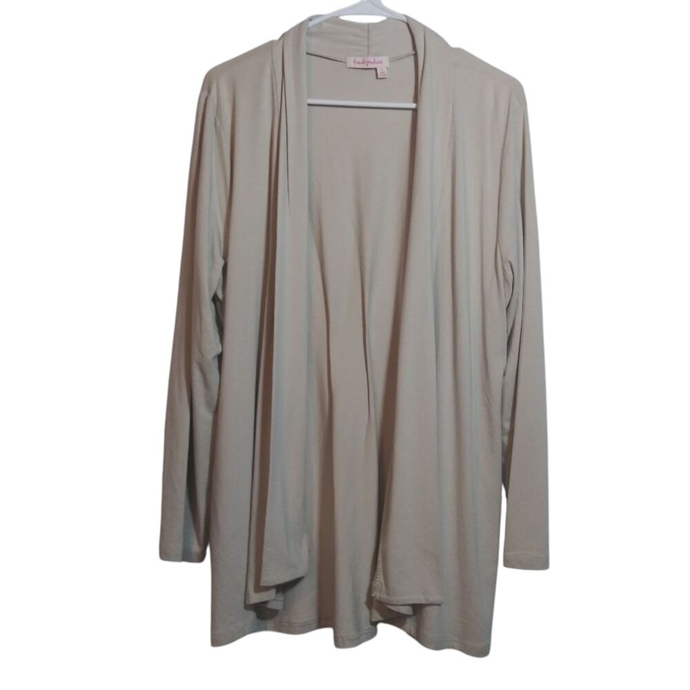 Fresh Produce Beige Open Front Long Sleeve Cardigan Casual Size L